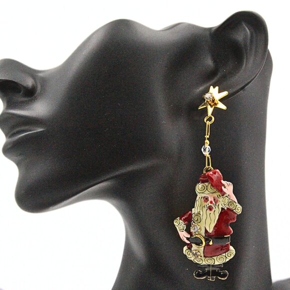 Fun Lunch At Ritz  Enamel Santa Klaus Reindeer Christmas Tree Holiday Set - Picture 14 of 16